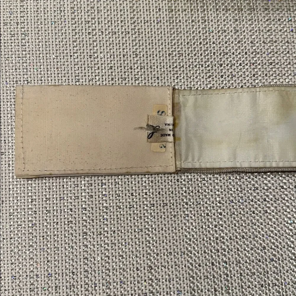 Vintage S Ivory Pink Green Yellow Blue Beaded Pastel Colored Wide Velcro Belt